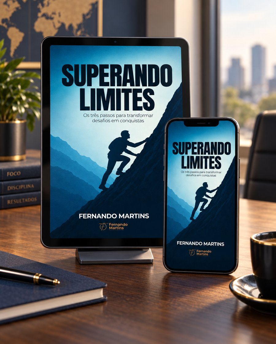 Livro Superando Limites em formato digital, aberto em tablet e celular